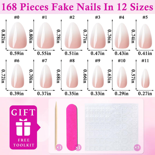 LuckForever ombre nails almond short close-up highlights the glossy gradient and shape.