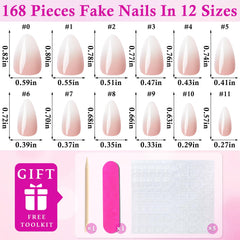 LuckForever ombre nails almond short close-up highlights the glossy gradient and shape.