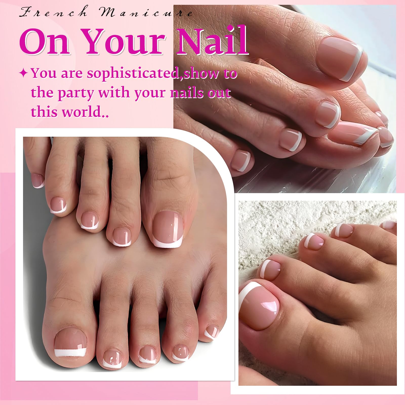 LuckForever press-on toes in brown and white for quick glam