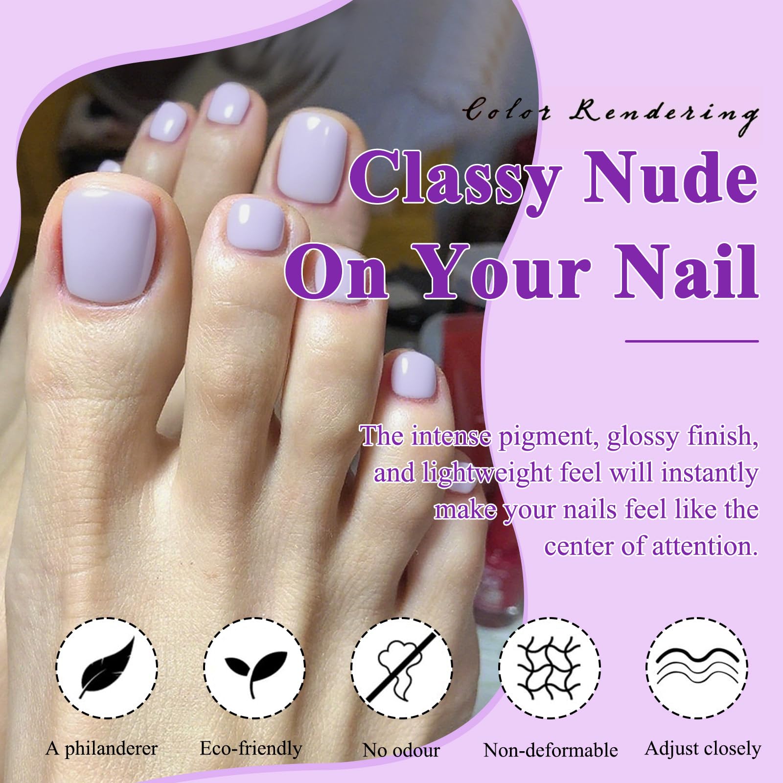 LuckForever white full-cover toe nails offer a clean natural look with quick changes