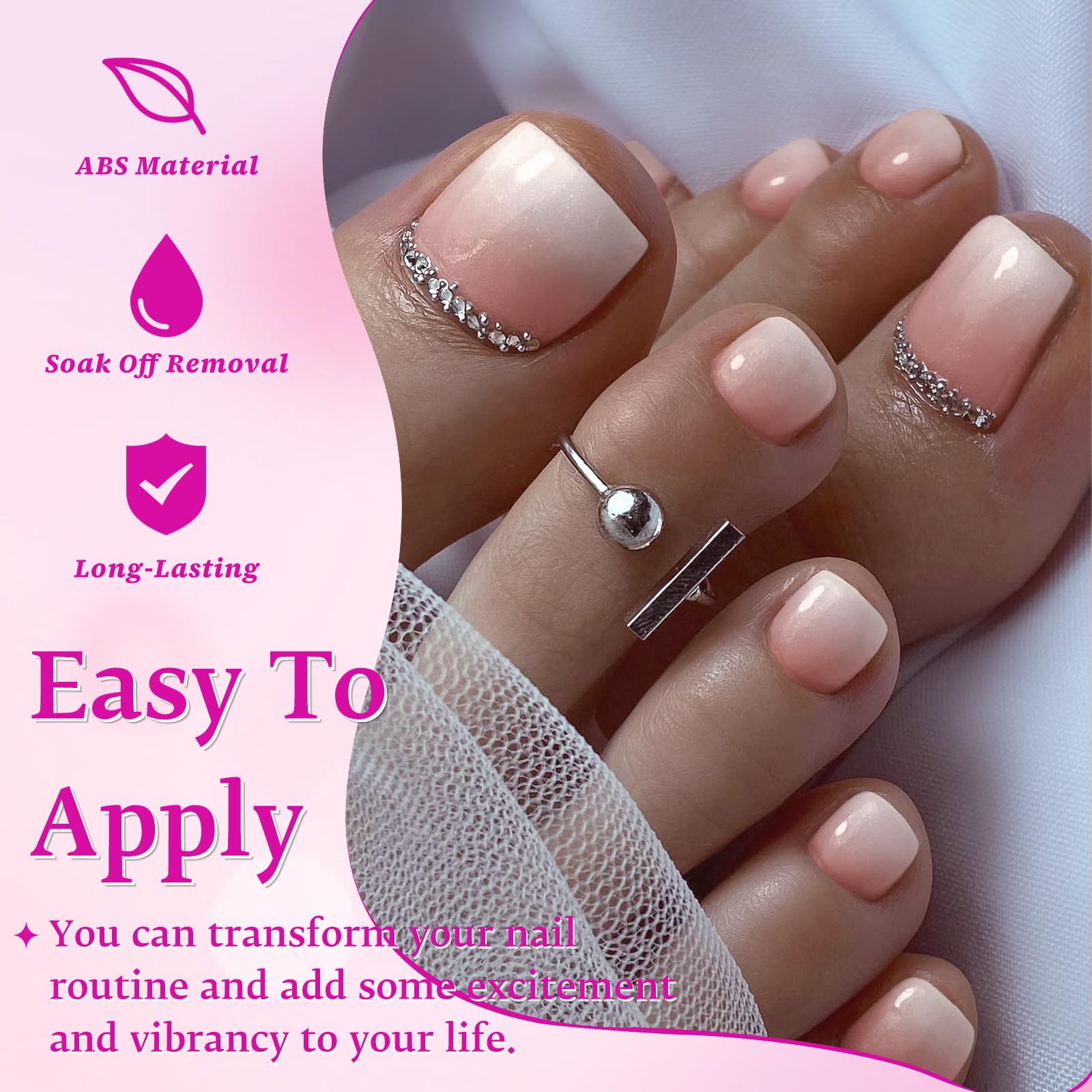 LuckForever wedding-ready ombre toenails elevate open-toe looks.