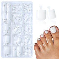 LuckForever white press on toenails set with jelly tabs for salon-like pedicures at home.