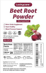 Open bottle of Luckycare beet root powder