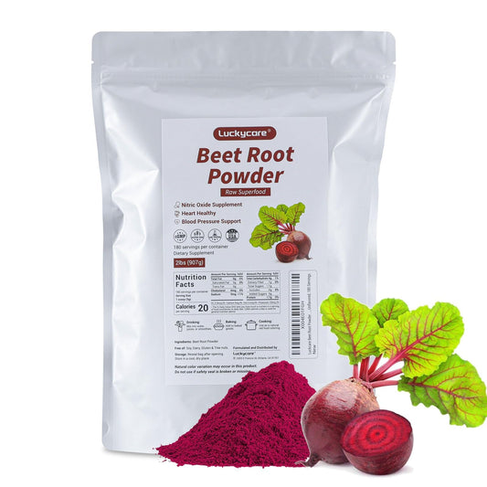 Front view of Luckycare Raw Beet Root Powder 2lb container