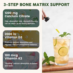 Two milliliters serving of calcium citrate liquid drops