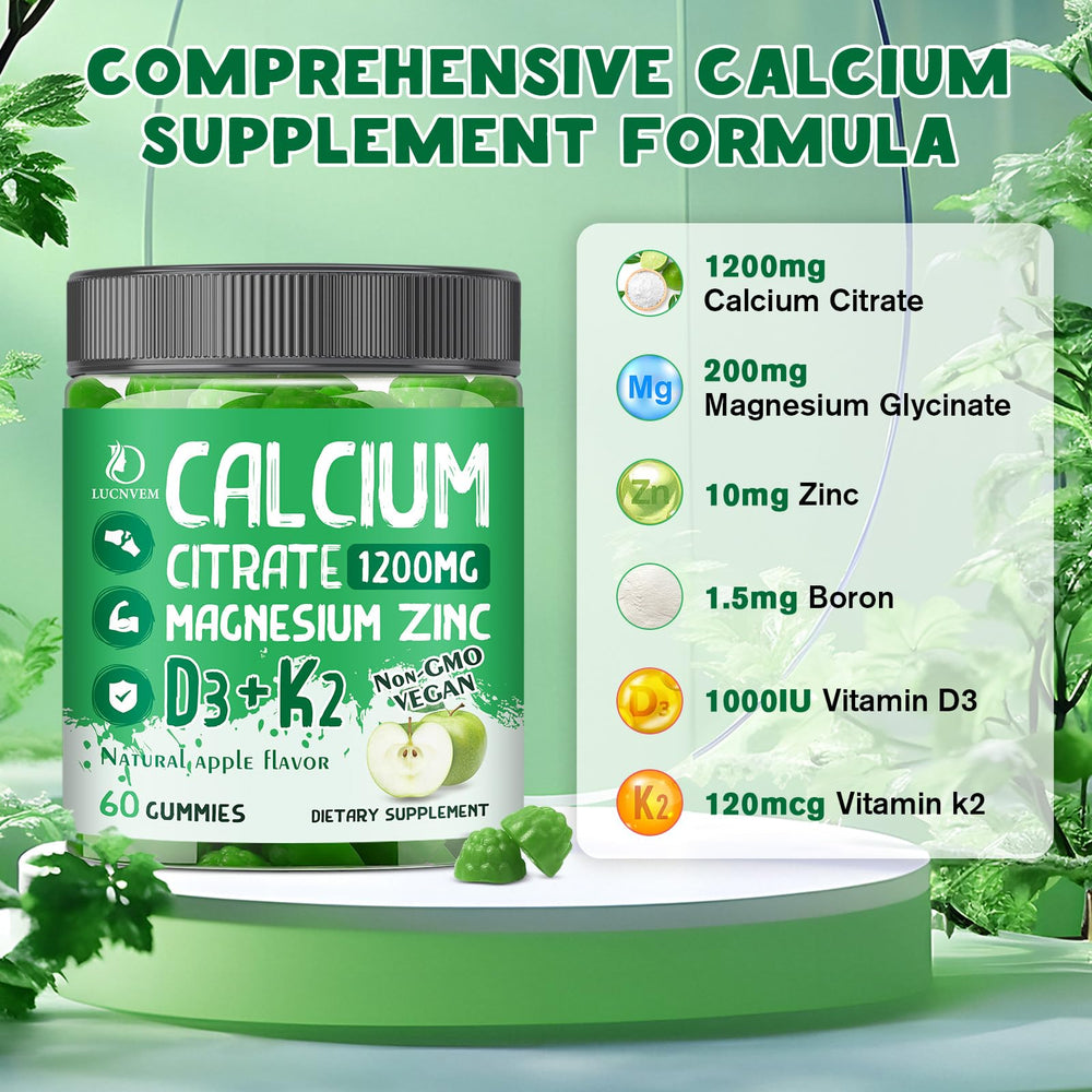 Single bottle with a 2-pack packaging of LUCNVEM calcium citrate gummies