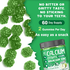 Close-up of LUCNVEM calcium citrate gummies in apple flavor