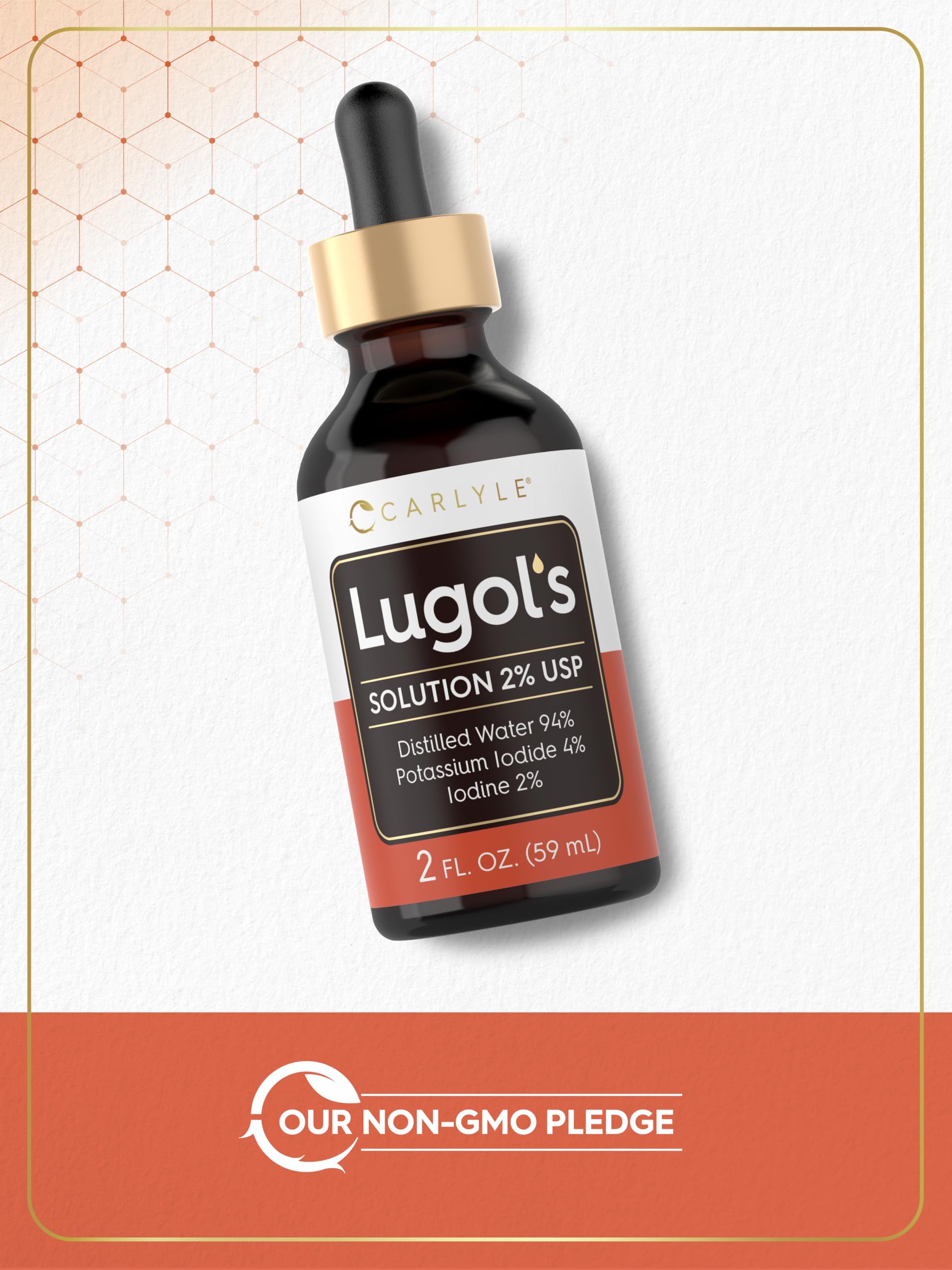 Lugols Iodine 2% drops bottle with dropper