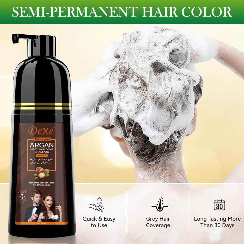 LUJAJIAO 3-in-1 dye shampoo demonstrates color, wash, and conditioning in one step