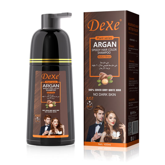 LUJAJIAO instant medium brown shampoo bottle for easy at-home color.