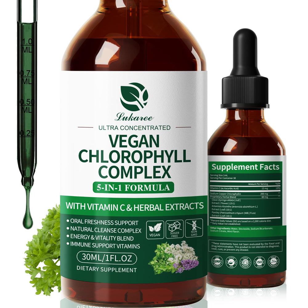 Lukaree Chlorophyll Drops 200mg 4X concentrated mint flavor bottle front view