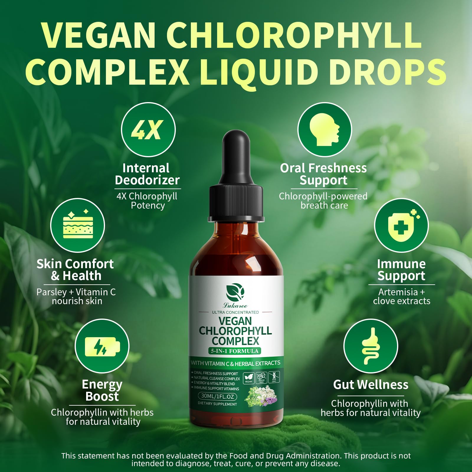 Copper chlorophyllin content highlighting odor neutralization