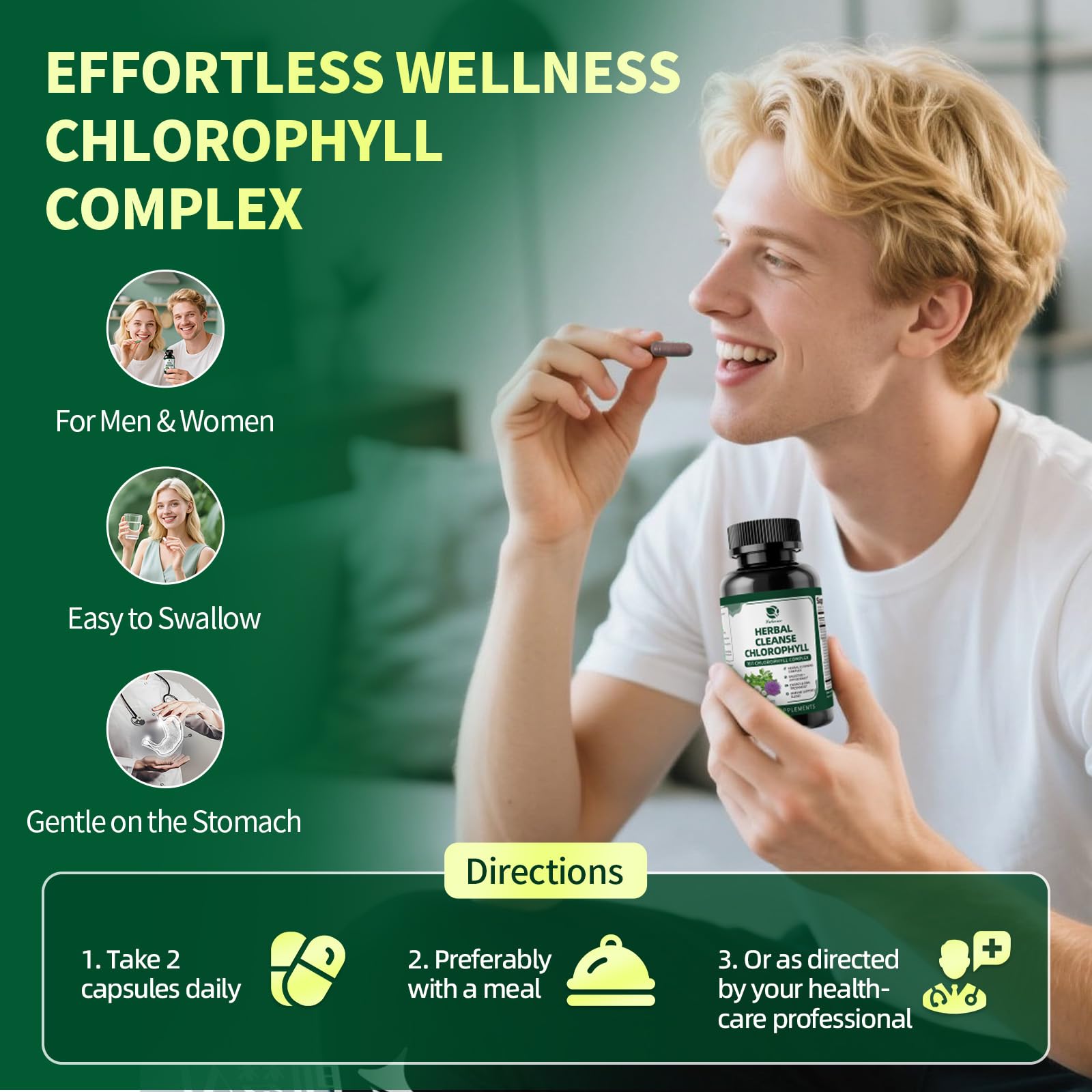 Product on a store shelf showing Lukaree Chlorophyll Herbal Complex Capsules packaging.