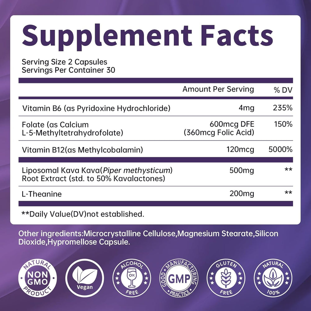 Lukaree Kava ingredients chart highlights vegan formula.
