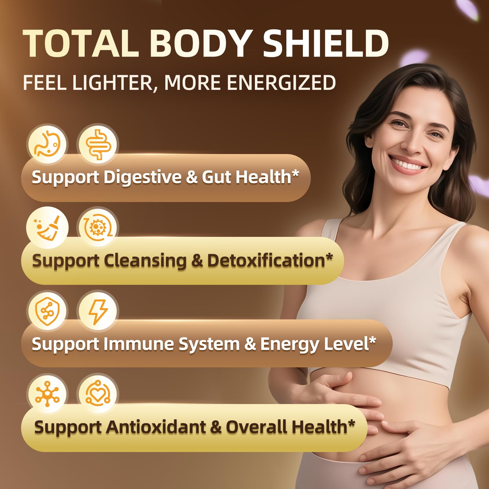 Graphic showing liposomal delivery and 98% absorption