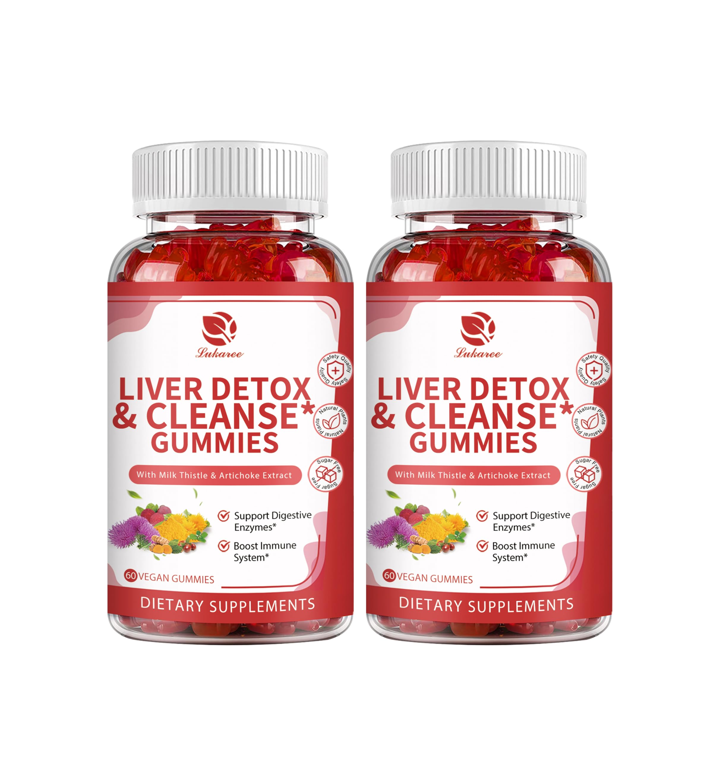 Bottle of Lukaree Liver Cleanse Detox Gummies with raspberry flavor