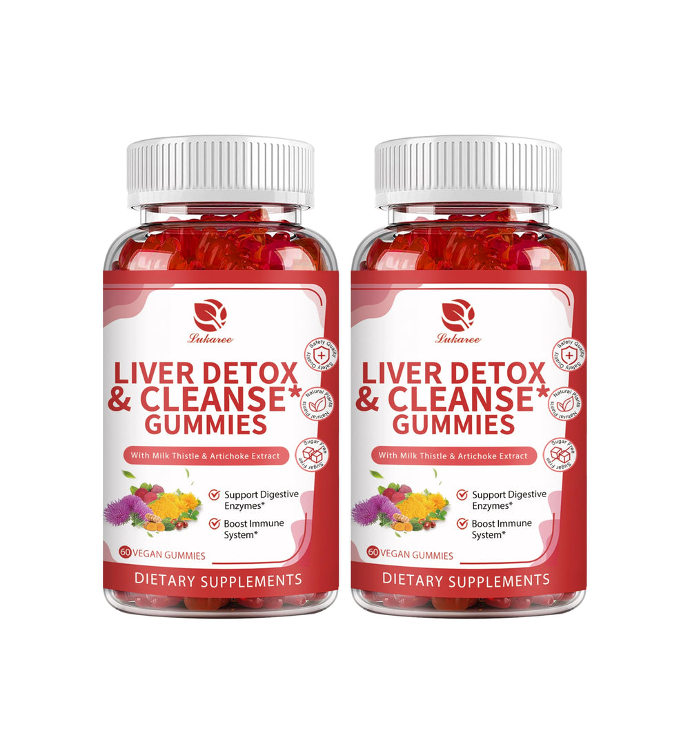 Bottle of Lukaree Liver Cleanse Detox Gummies with raspberry flavor