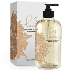 Lulu Vanilla Massage Oil bottle with 16 oz pump