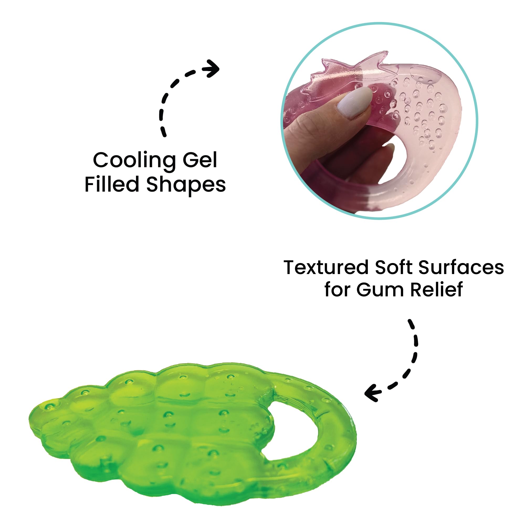 Teether being cleaned to show easy hygiene