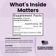 Product label showing 1000mg magnesium glycinate per serving