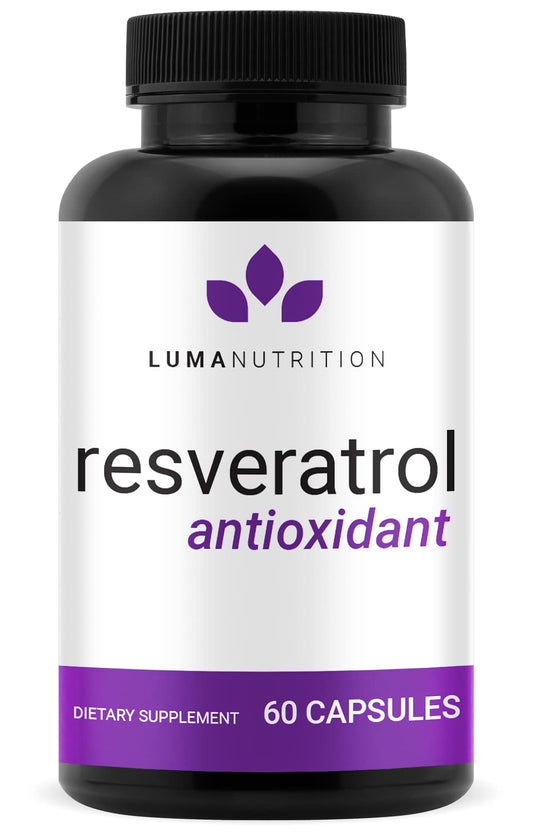 Front view of Luma Nutrition Resveratrol bottle