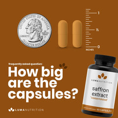 Assorted saffron extract capsules arranged on white surface