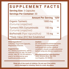 Close-up of Luma Turmeric Curcumin bottle showing label