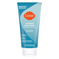 Lume Acidified Body Wash Unscented mini tube; fragrance-free option for sensitive skin