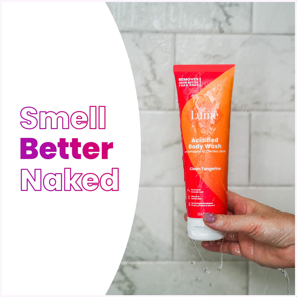 Lume Acidified Body Wash SLS-free formula supports gentle cleansing