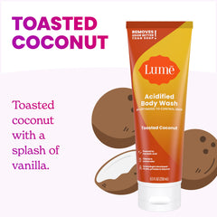 Toasted coconut aroma from Lume Acidified Body Wash wafting in the shower.