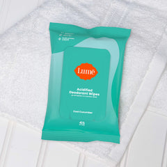 Lume Acidified Deodorant Wipes cool cucumber six-by-six towelettes for quick touchups