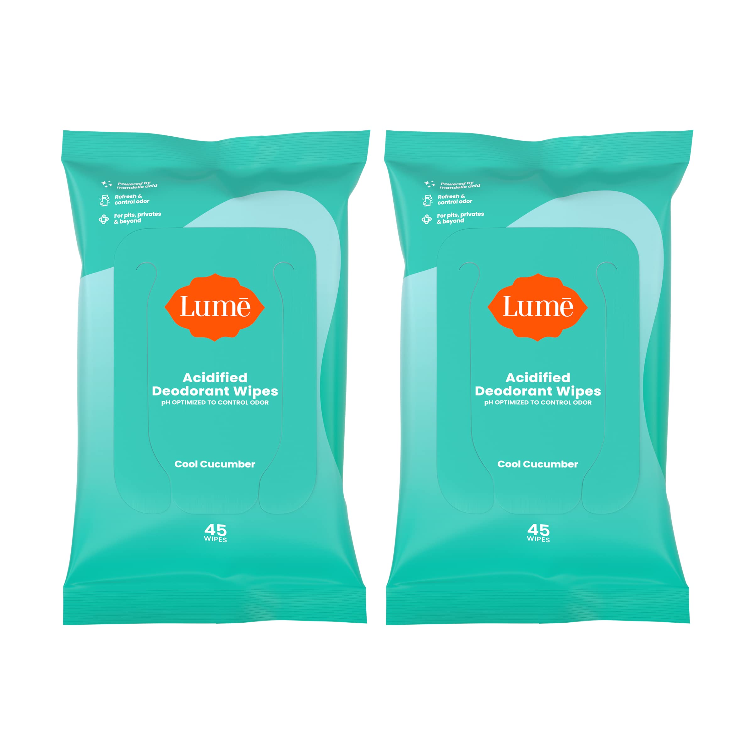 Lume Acidified Deodorant Wipes cool cucumber hero demonstrates long-lasting odor control on the go
