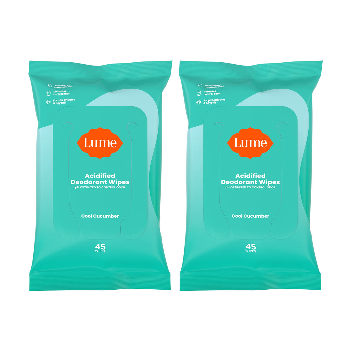 Lume Acidified Deodorant Wipes cool cucumber hero demonstrates long-lasting odor control on the go