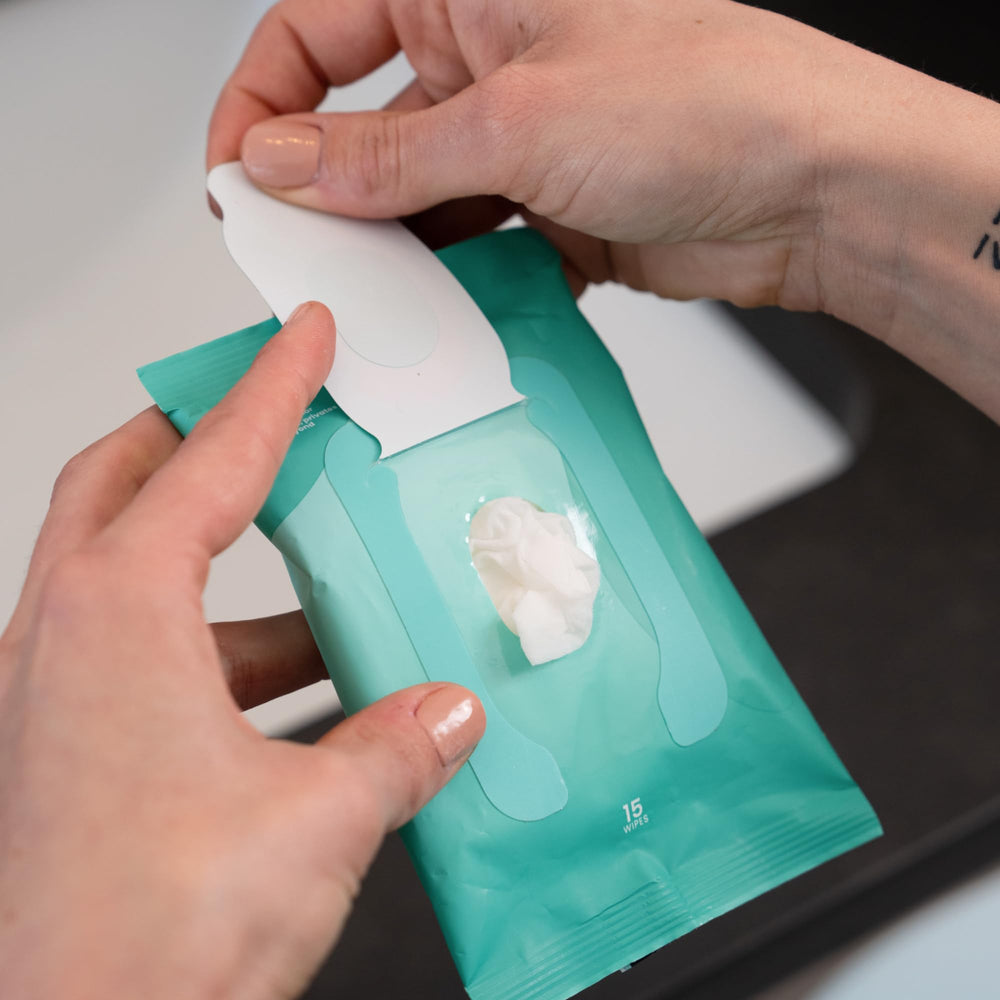 Lume Acidified Deodorant Wipes cool cucumber underboob usage for all-day odor coverage