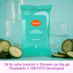 Lume acidified deodorant wipes travel pack for on the go refresh