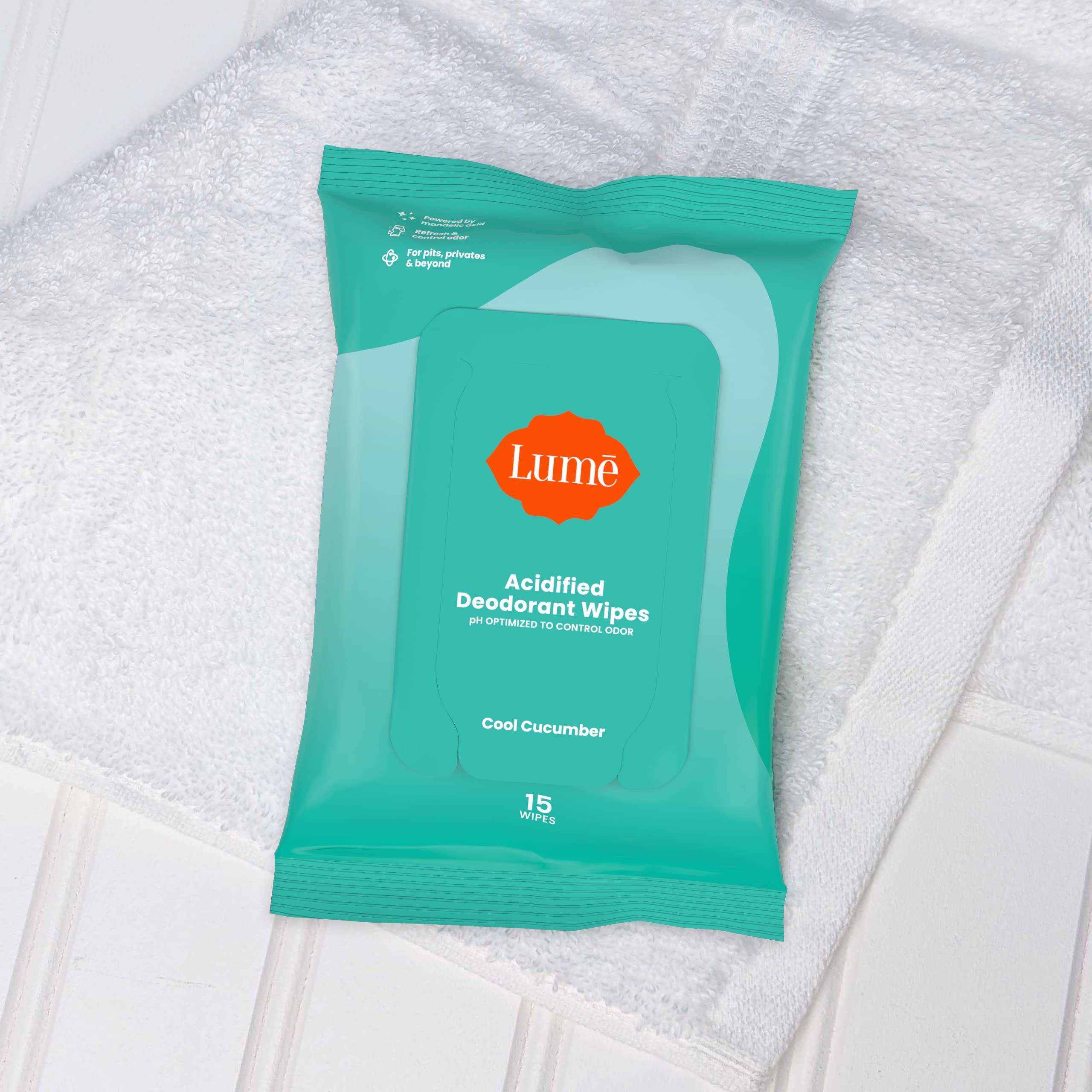 Lume acidified deodorant wipes underboob use for odor protection