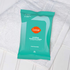 Lume acidified deodorant wipes underboob use for odor protection