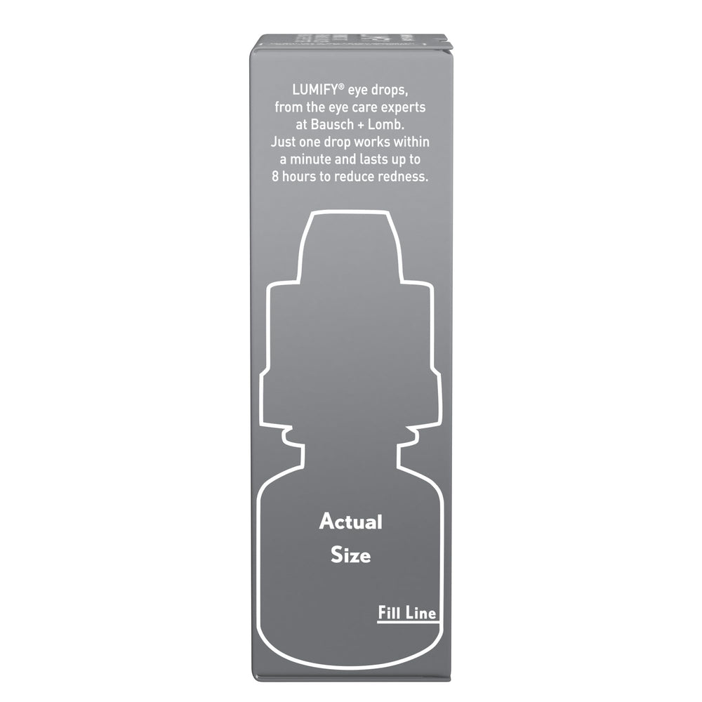 User applies Lumify demonstrating a low-dose brimonidine formula for redness relief.