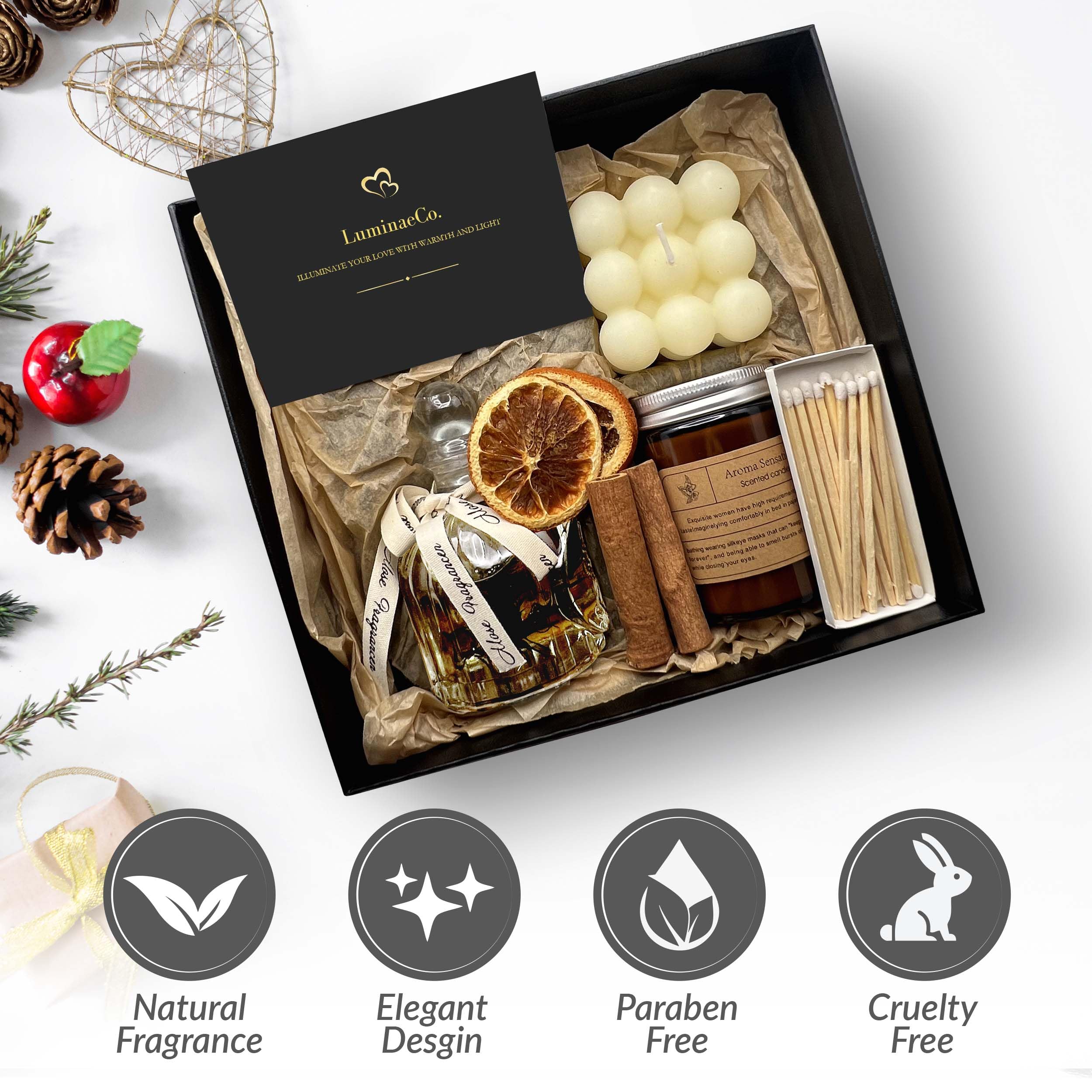 LuminaeCo lavender candles in a chic gift box, perfect for calming rituals.