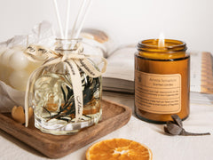 LuminaeCo lavender set at a table, evoking spa-like relaxation at home.