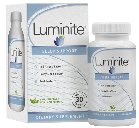 Luminite Sleep Support bottle and capsules