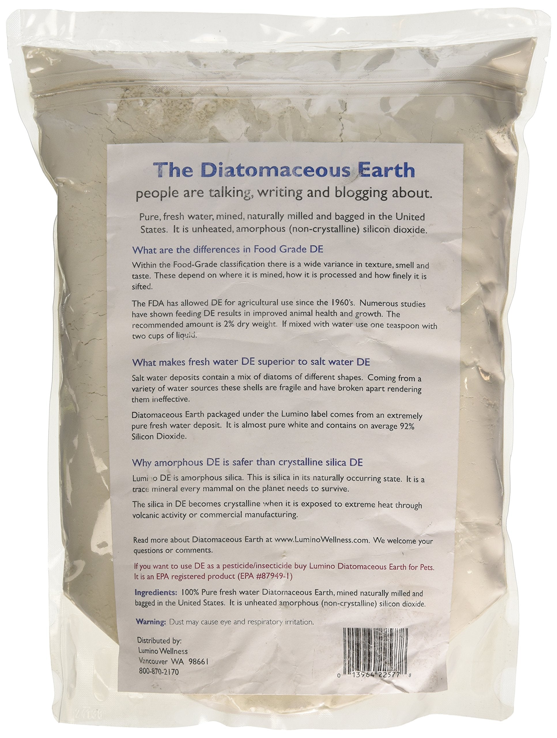 Lumino Diatomaceous Earth packaging and label