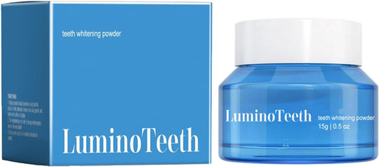 Jar of Lumino Teeth Deluxe Powder with label