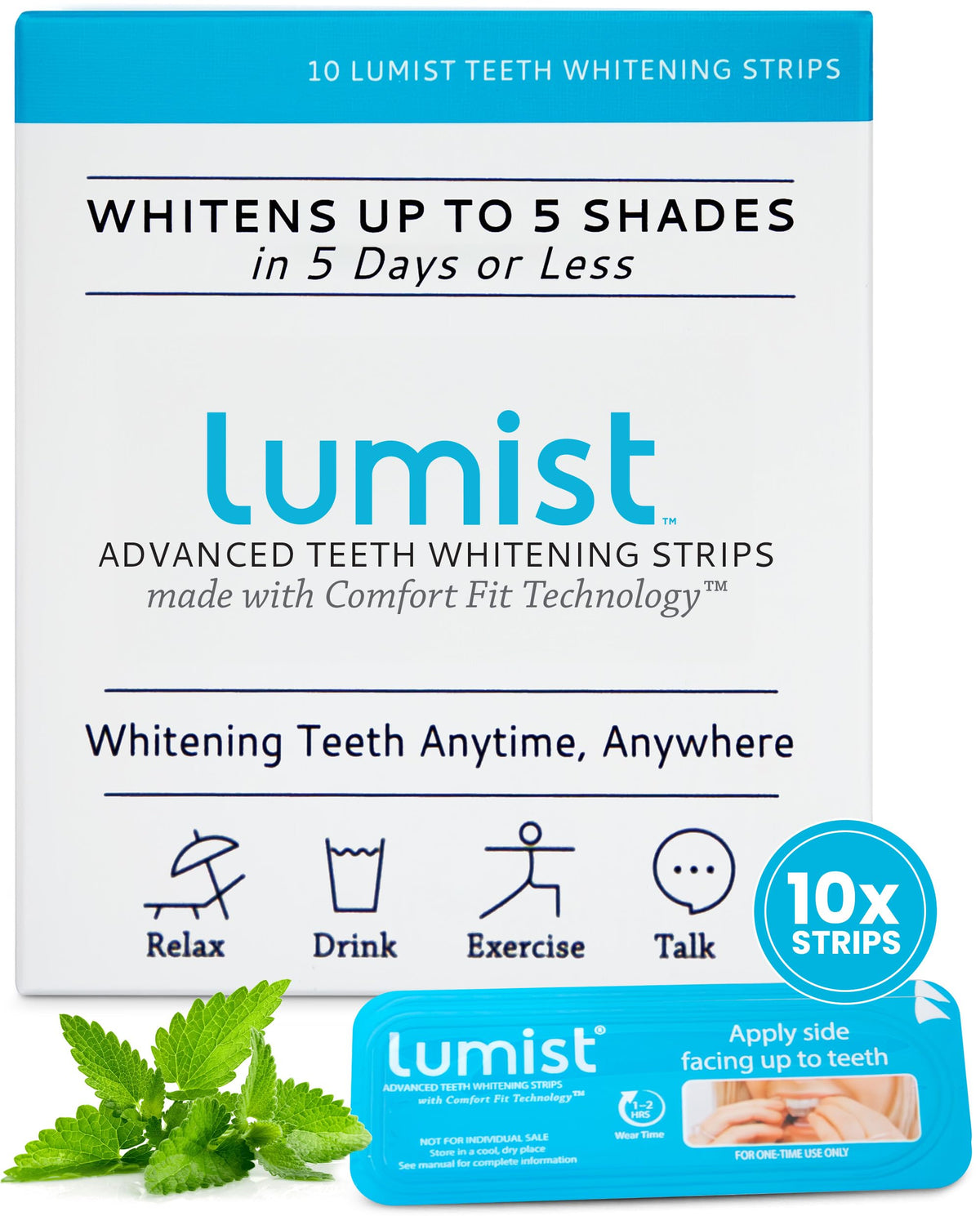 Lumist whitening strips box with 10 strips