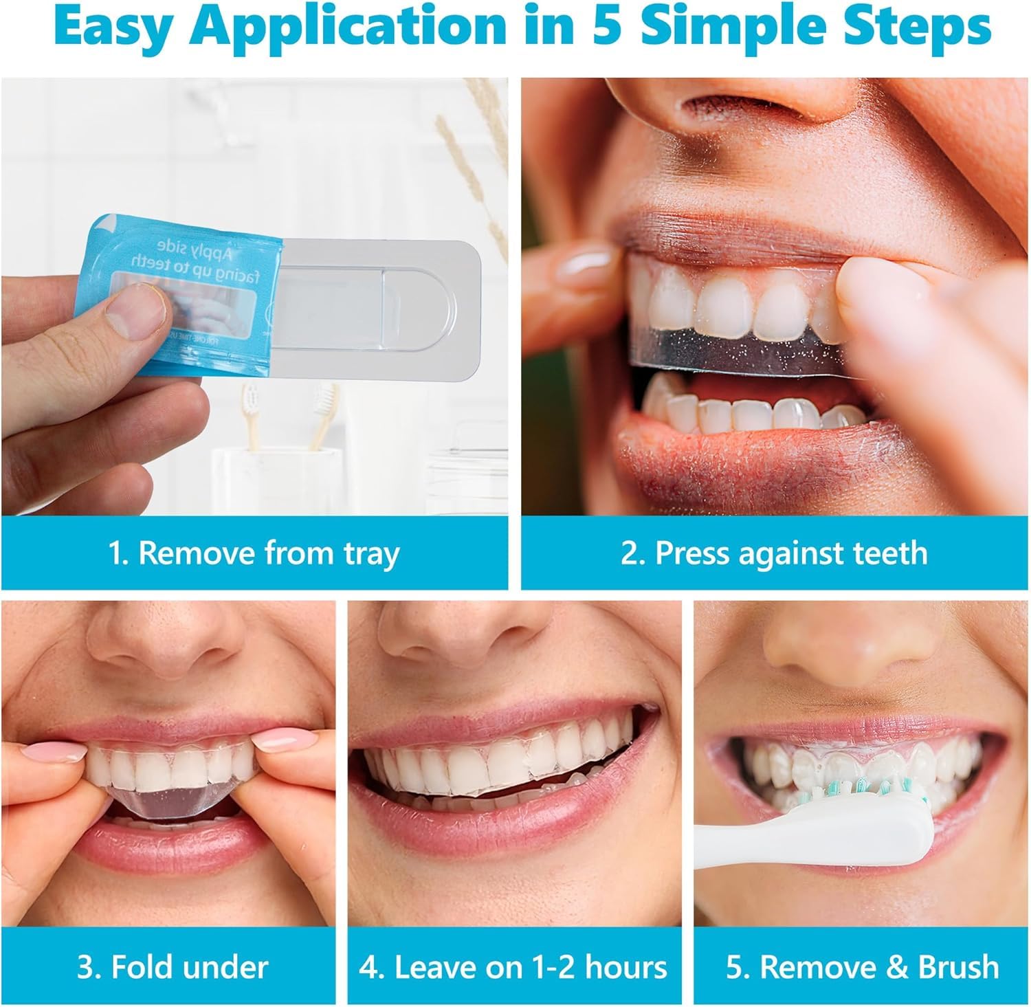 Lumist whitening strips in use on teeth
