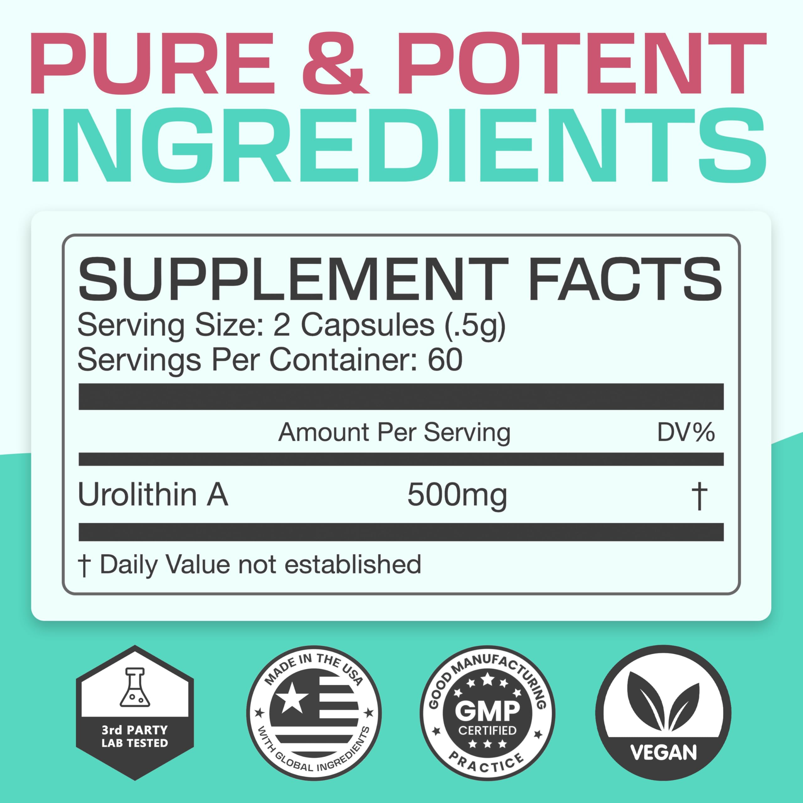 Lumora Urolithin A bottle with 60-day supply label