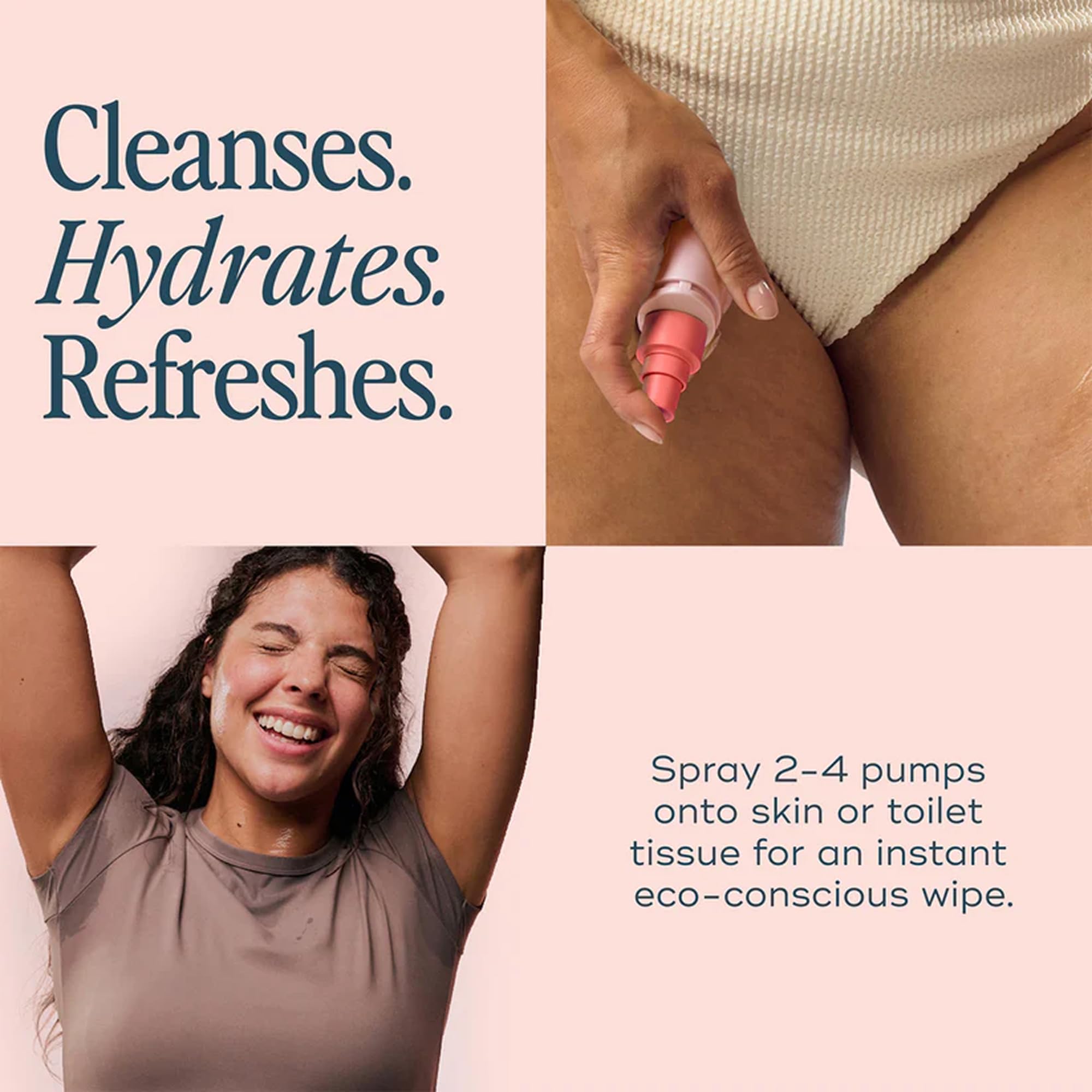 Luna Daily Everywhere Spray-To-Wipe soft cotton cloth for gentle cleansing