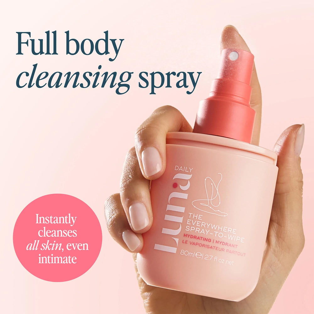Luna Daily Everywhere Spray-To-Wipe spray nozzle enables precise application