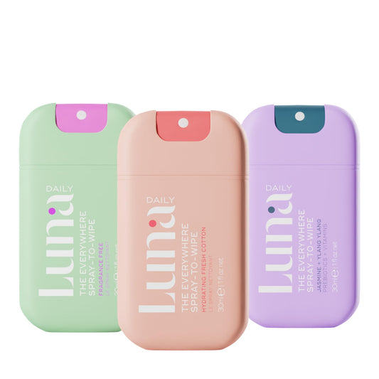 Luna Daily Hydrating Spray to Wipe for quick, soap-free refresh after workouts.