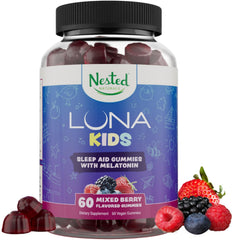 Luna Kids Sleep Gummies bottle with Mixed Berry flavor label